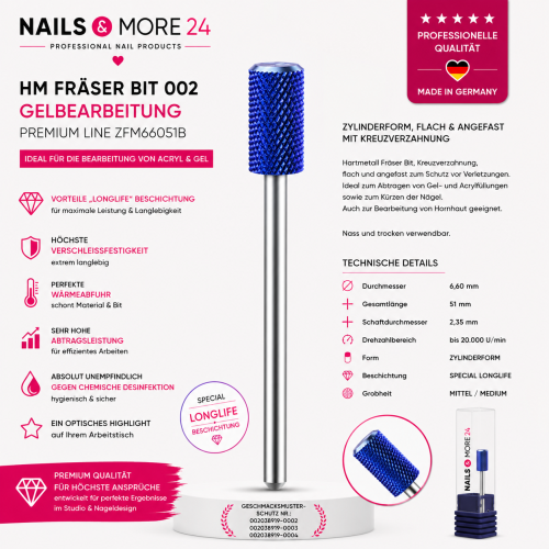 HM Fräser Bit 002 | Gelbearbeitung | Premium Line ZFM66051B